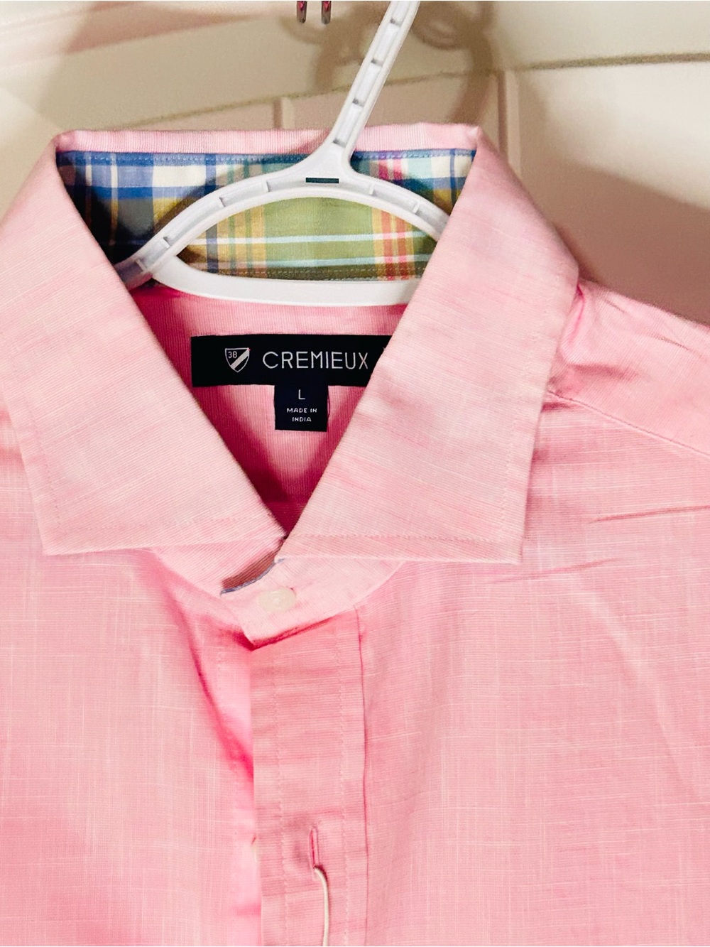 Daniel Cremieux Men’s Pink Dress Shirt with Plaid Lining